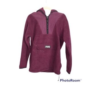 Victoria’s Secret Pink maroon Sherpa quarter zip pullover size S
